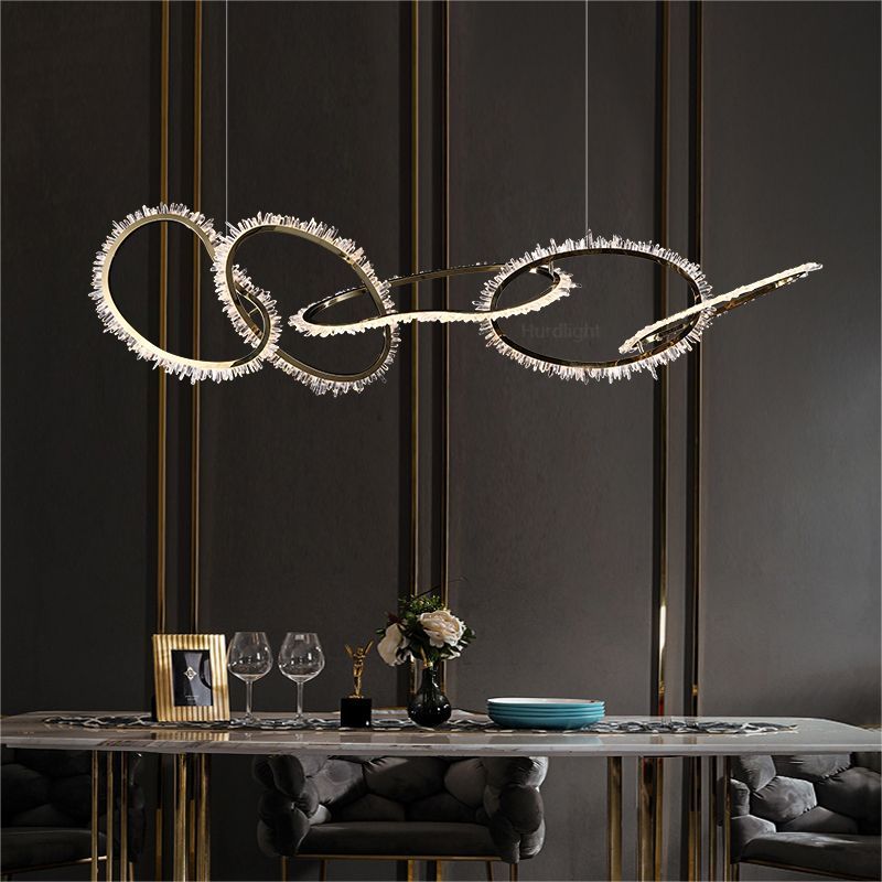 Primary Crystal Cluster 5 Rings Chandelier chandeliers for dining room,chandeliers for stairways,chandeliers for foyer,chandeliers for bedrooms,chandeliers for kitchen,chandeliers for living room Rbrights Style C