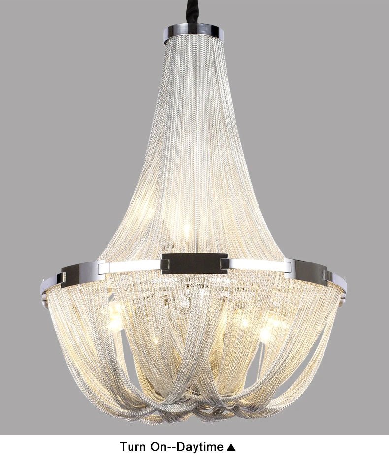 MIRODEMI® Silver Chain Chandelier Creative Round Design Loft Chandelier