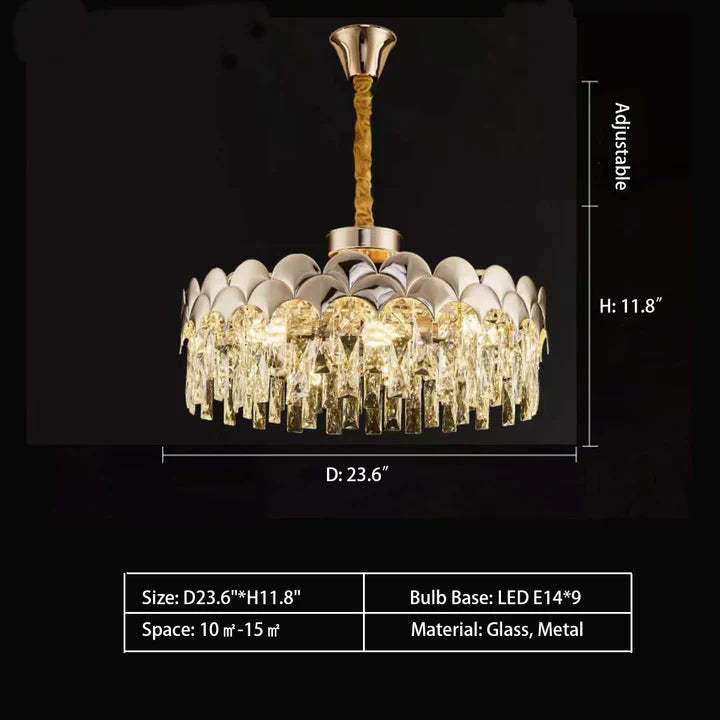 Modern Fish Scale Tiered Crystal Pendant Chandelier Suit for Living Room & Bedroom, tiered, shining, art designer, noble, luxury, dimension