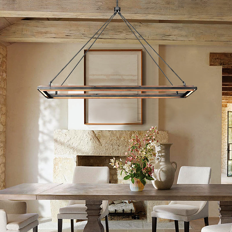 Alessia Retro American Vintage Iron Rectangular Chandelier