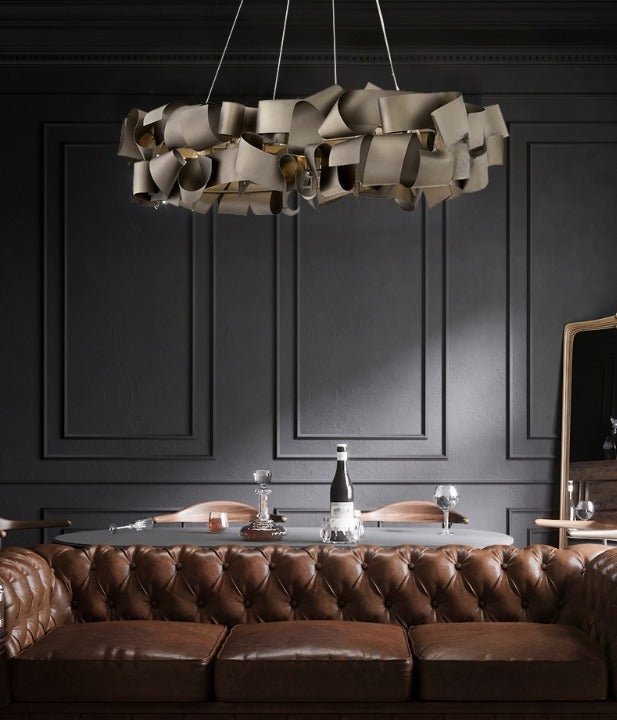 Mirodemi® Postmodern Grey/Gold Iron Chandelier For Living Room, Dining Room Dia31.5" / Warm white / Dark gray