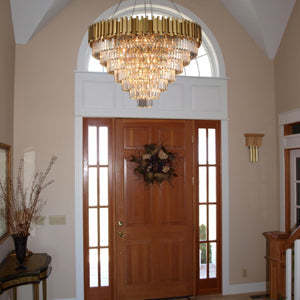 Light Luxury Large Round/Oval Crystal Chandelier for Living Room/Dining Area/Staircase, gold ,black, nickel,tiered