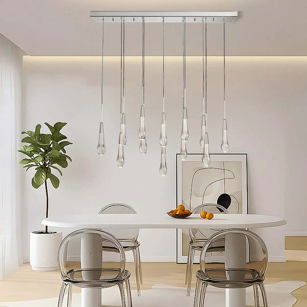 Soltaire Modern Glass Linear Chandelier 37'' 50'' 70''W 87"W 120"W Chandelier Kevin Studio Inc