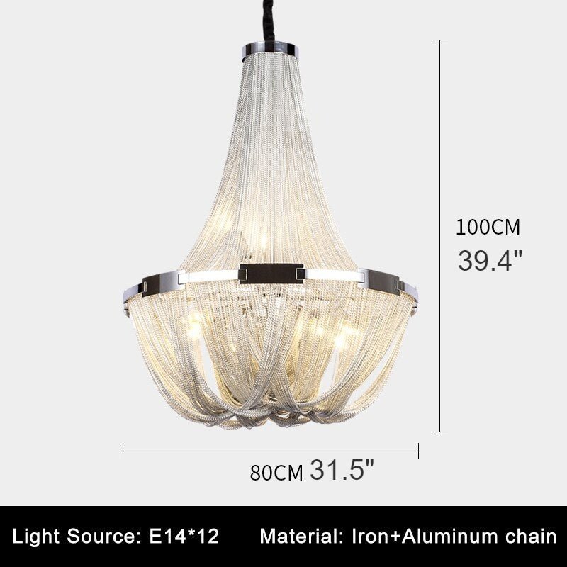 MIRODEMI® Silver Chain Chandelier Creative Round Design Loft Chandelier
