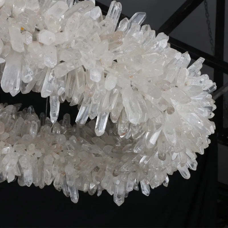 Jekka 47'' Oval Modern Clear Geode Quartz Crystal Chandelier for Dining Room Chandelier Kevin Studio Inc