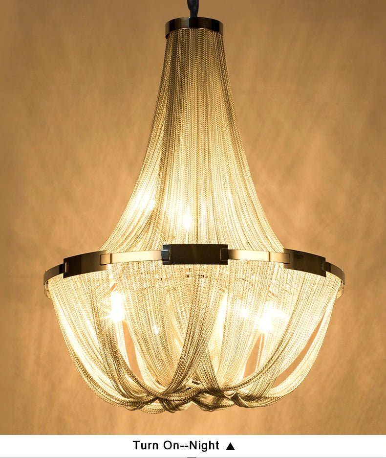 MIRODEMI® Silver Chain Chandelier Creative Round Design Loft Chandelier