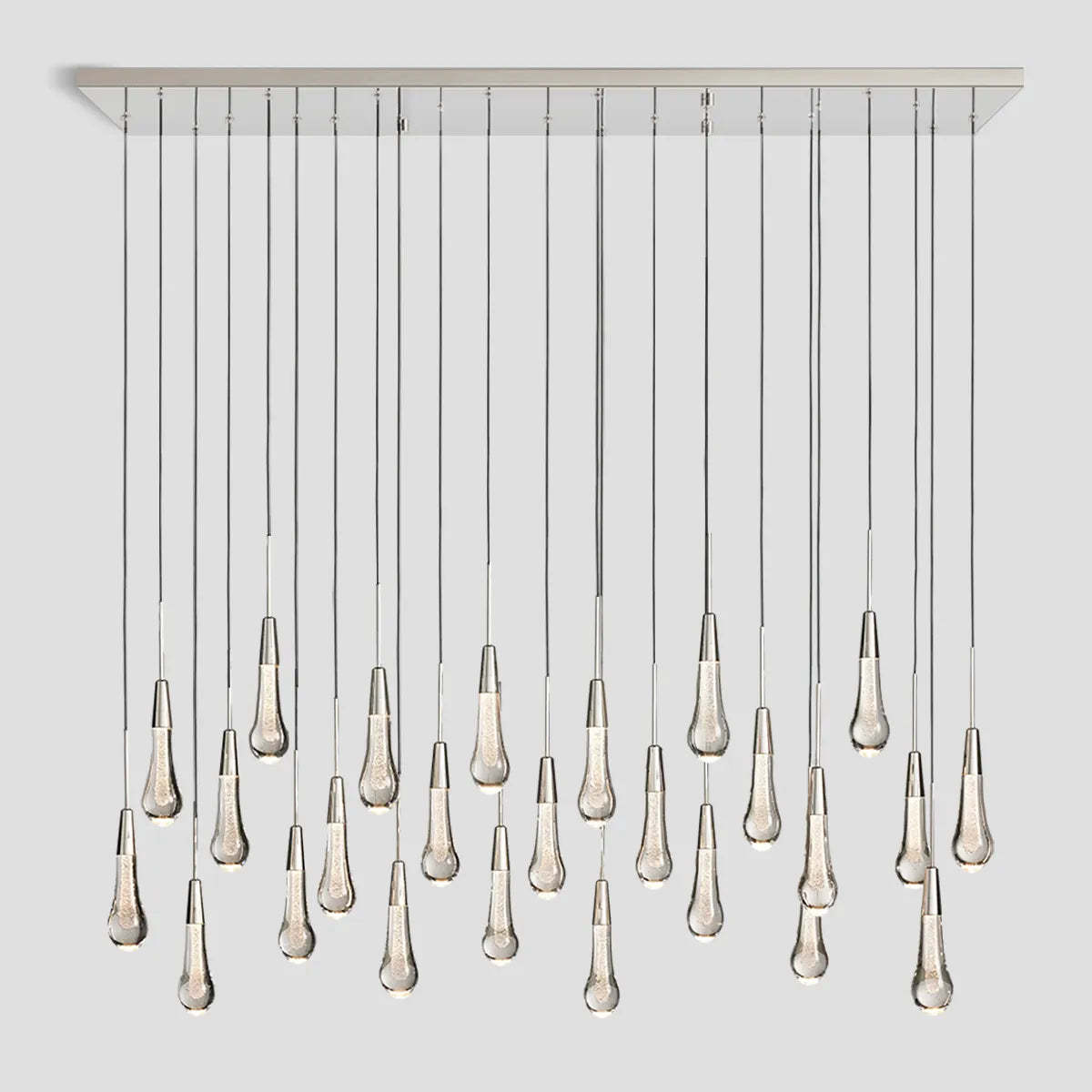 Soltaire Modern Glass Linear Chandelier 37'' 50'' 70''W 87"W 120"W Chandelier Kevin Studio Inc Nickel 87"