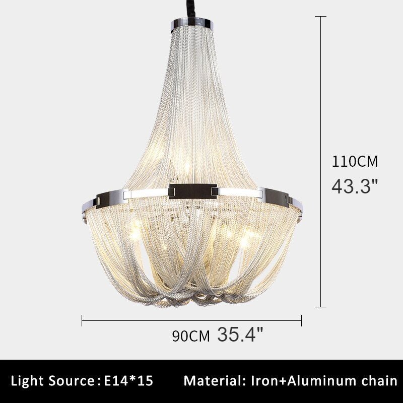 MIRODEMI® Silver Chain Chandelier Creative Round Design Loft Chandelier
