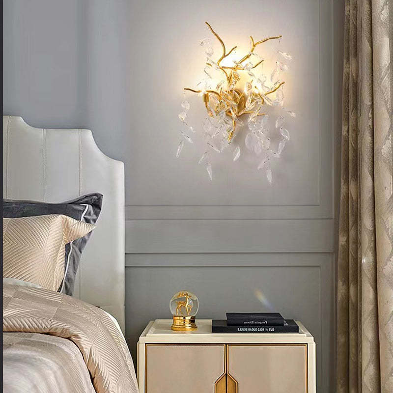 Aether Modern Stylish Clear Crystal Wall Sconce For Bedroom, Living Room Wall Sconce J-CHANDELIER