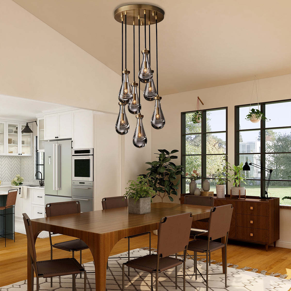 Modern Raindrop Round Chandelier 14" 5-Lights (rod)