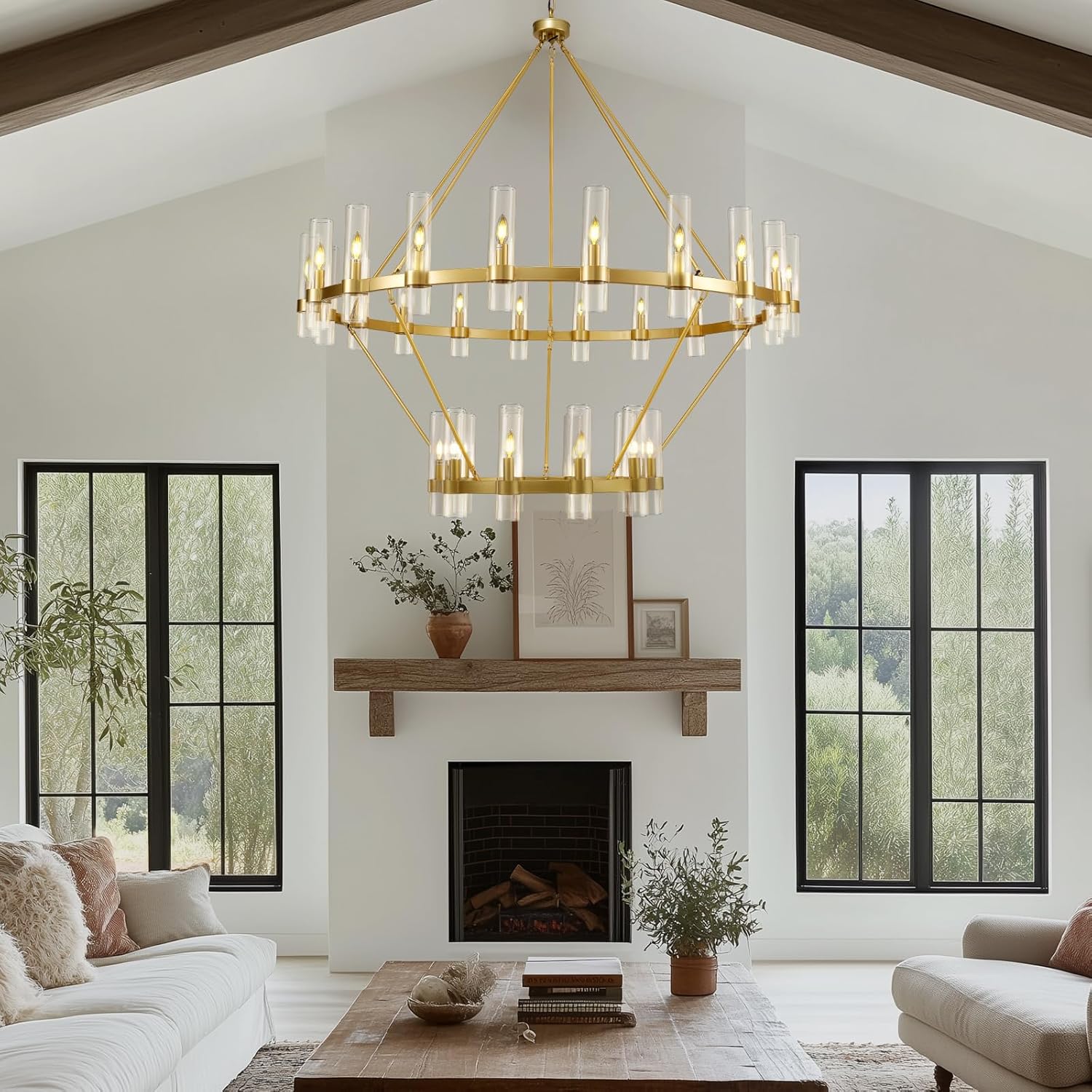 Wagon Wheel 2-Tier Chandelier 60“