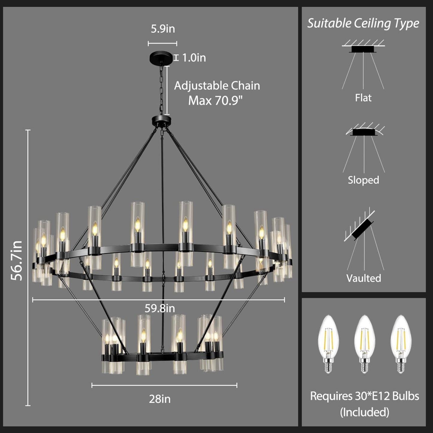 Wagon Wheel 2-Tier Chandelier 60“