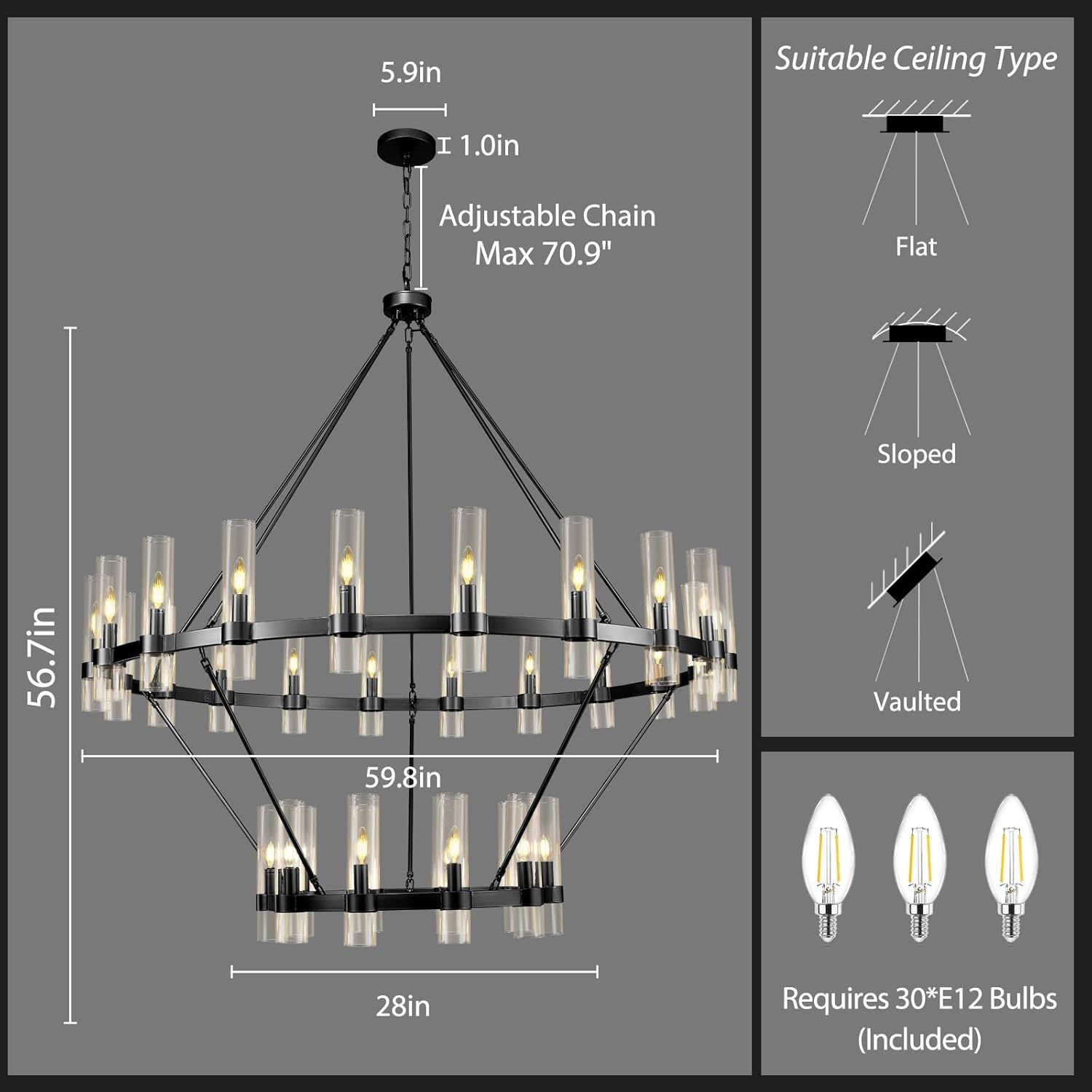 Wagon Wheel 2-Tier Chandelier 60“
