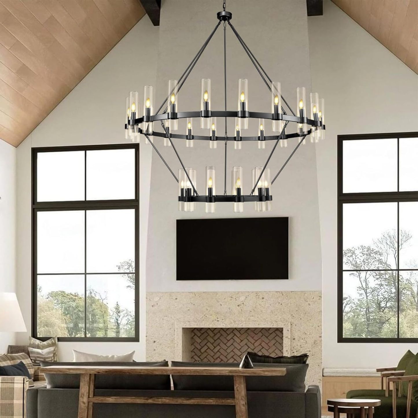 Wagon Wheel 2-Tier Chandelier 60“