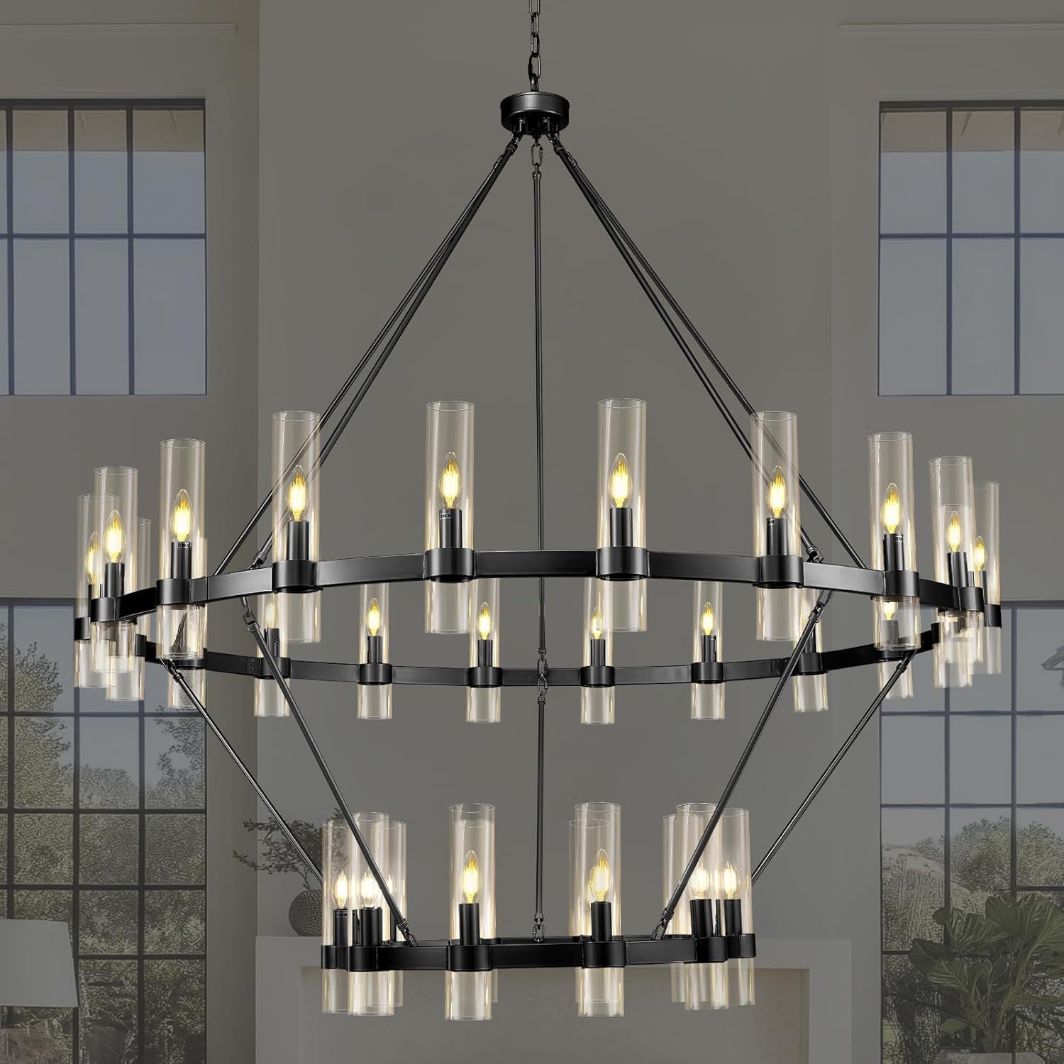 Wagon Wheel 2-Tier Chandelier 60“