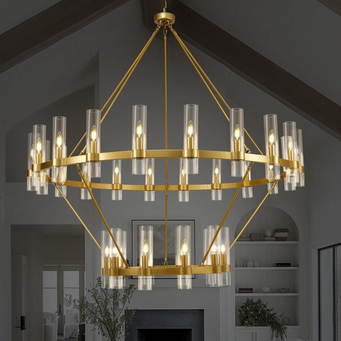Wagon Wheel 2-Tier Chandelier 60“
