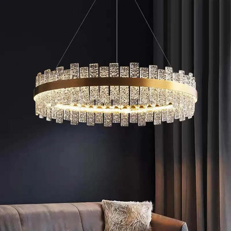 Flake Parallel Crystal Round Chandelier