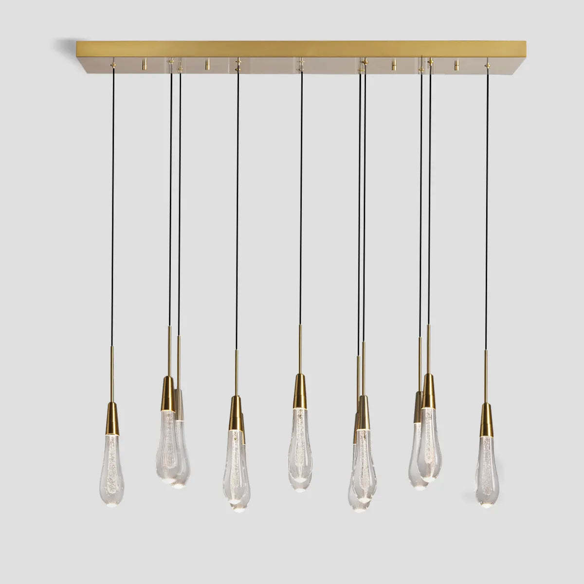Soltaire Modern Glass Linear Chandelier 37'' 50'' 70''W 87"W 120"W Chandelier Kevin Studio Inc Brass 37''