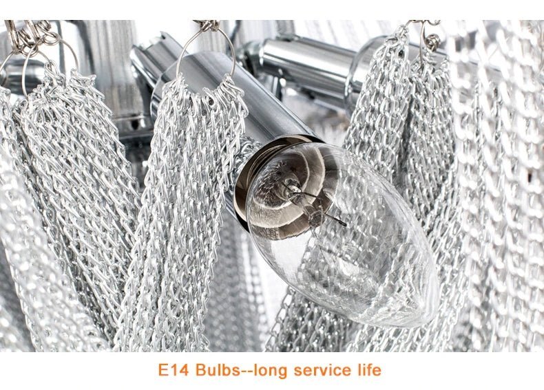 MIRODEMI® Silver Chain Chandelier Creative Round Design Loft Chandelier