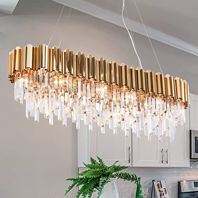 Light Luxury Large Round/Oval Crystal Chandelier for Living Room/Dining Area/Staircase, gold ,black, nickel,tiered