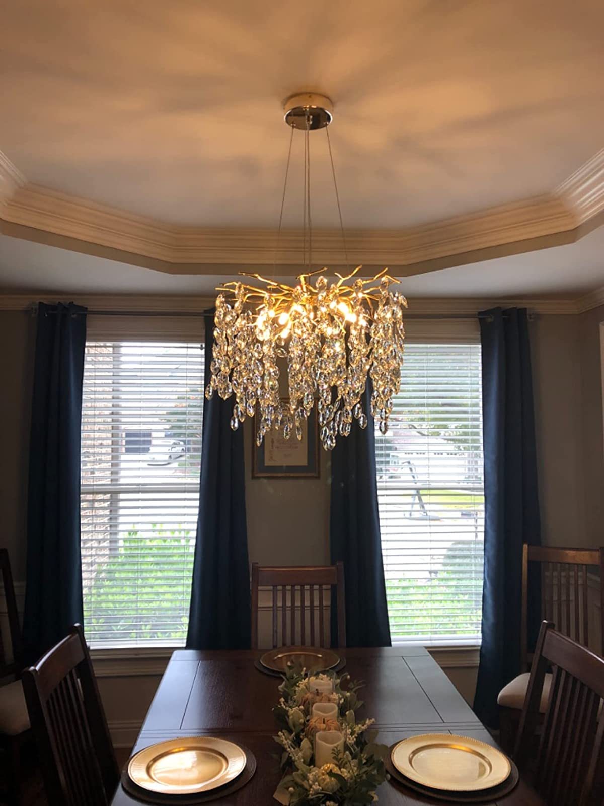 Affordable New French Style Branch Crystal Chandelier Crystal Leaves Ceiling Light Fixture