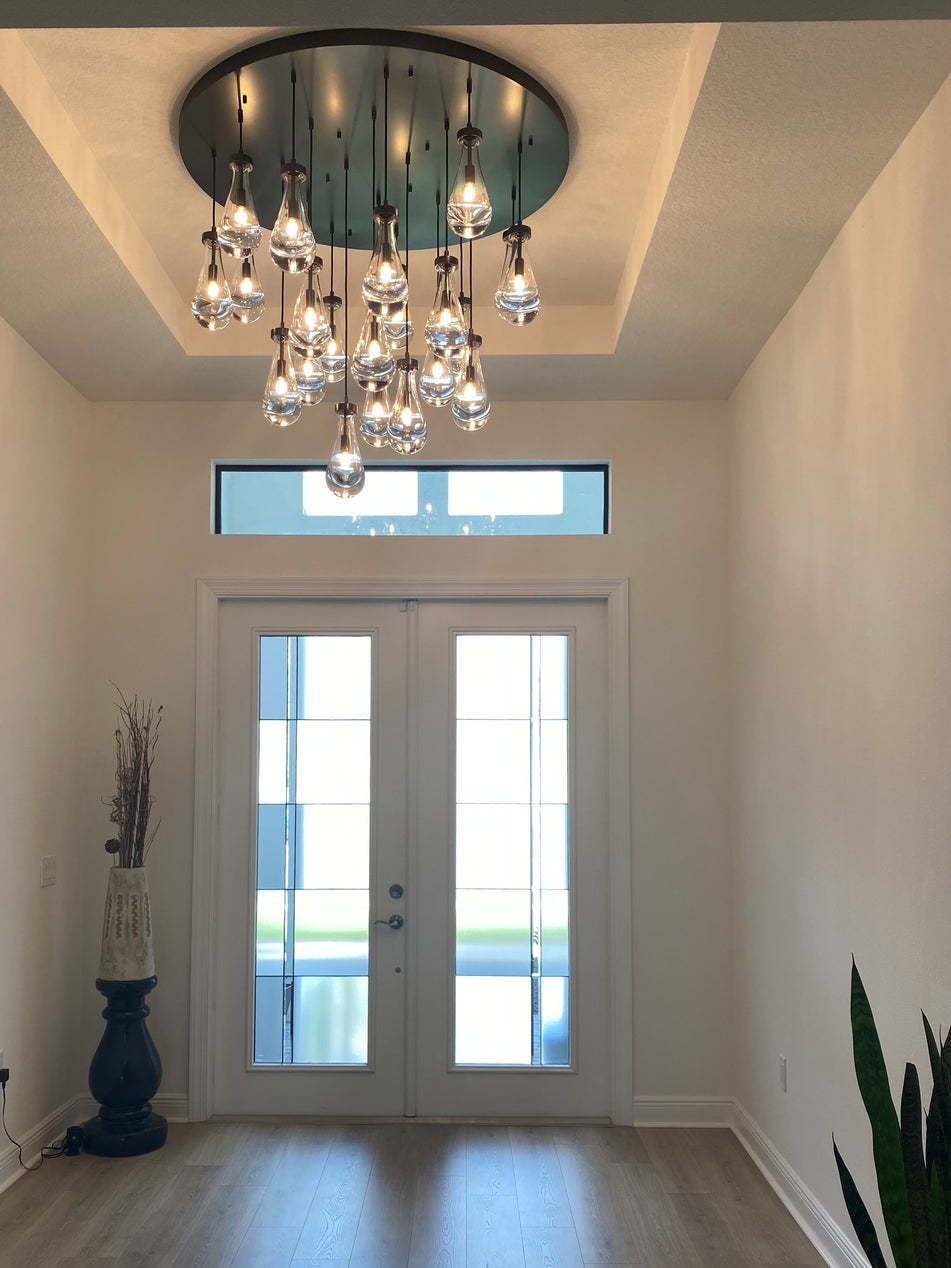 Raindrop Round Chandelier 36" 13-Lights , Rain Chandelier For Dining Room