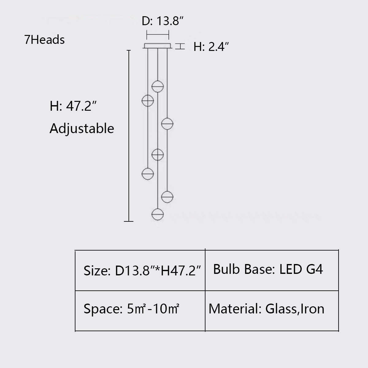 D13.8"*H47.2" chandelier,chandeliers,long stairs,round,ball,clear glass,large,extra large,huge,big,oversize,spiral stairs,gold
