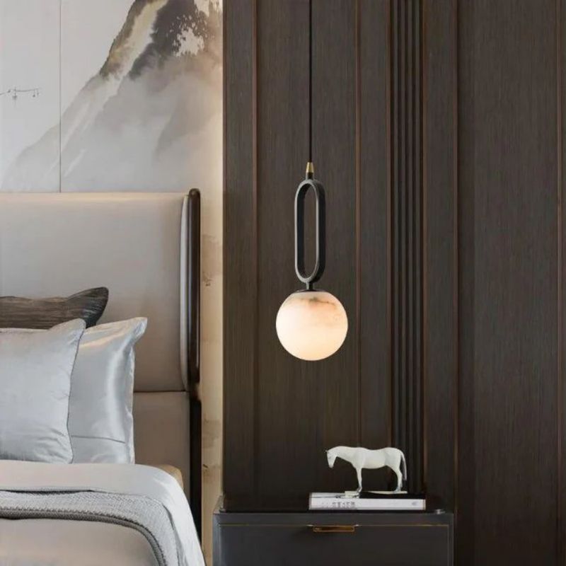 Alabaster Sphere Pendant Light 6"D Pendant for living room,Pendant for kitchen,Pendant for bathrooms,Pendant for bedrooms,Pendant for foyer,Pendant for stairways,Pendant for dining room Rbrights