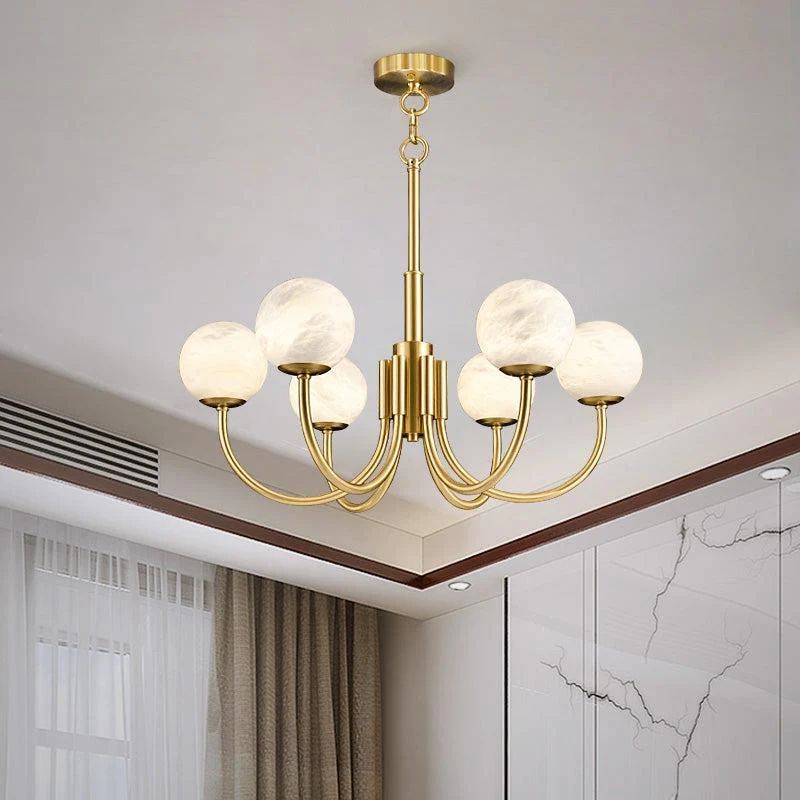 Alabaster Modern Brass Chandelier chandeliers for dining room,chandeliers for stairways,chandeliers for foyer,chandeliers for bedrooms,chandeliers for kitchen,chandeliers for living room Rbrights 6 Ball  