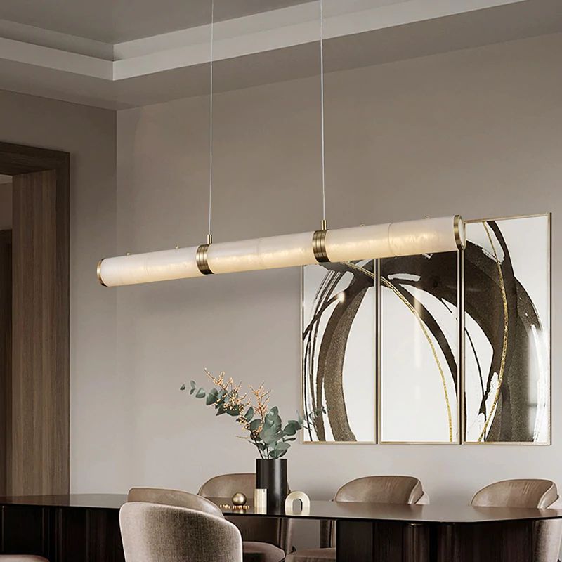 Alabaster Pillar Linear Chandelier chandeliers for dining room,chandeliers for stairways,chandeliers for foyer,chandeliers for bedrooms,chandeliers for kitchen,chandeliers for living room Rbrights 47"L  