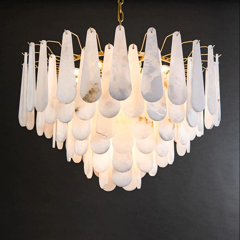 Alabaster Feathery Chandelier rbrights 31.5" D