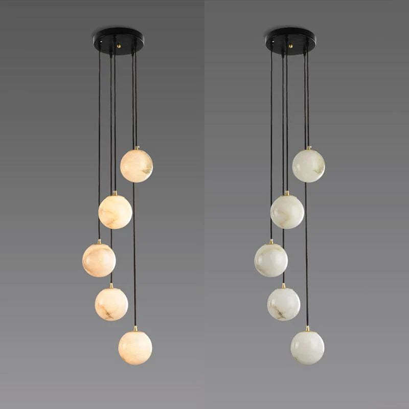 Alabaster Global Wavy Chandelier rbrights 5 Lights