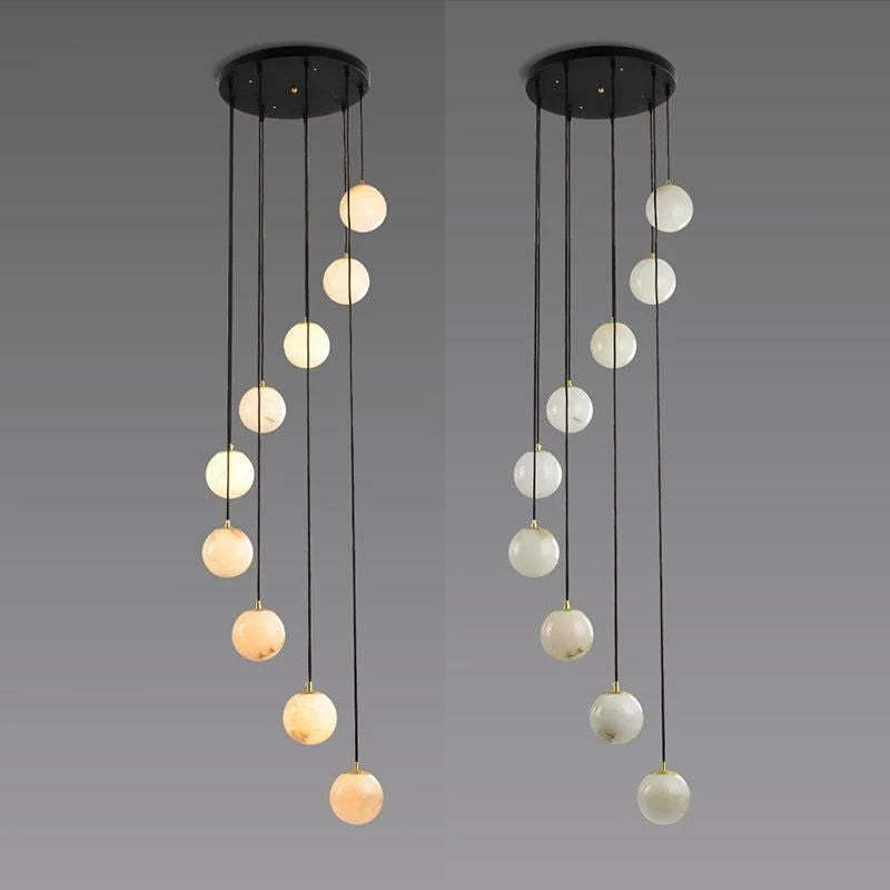 Alabaster Global Wavy Chandelier rbrights 9 Lights