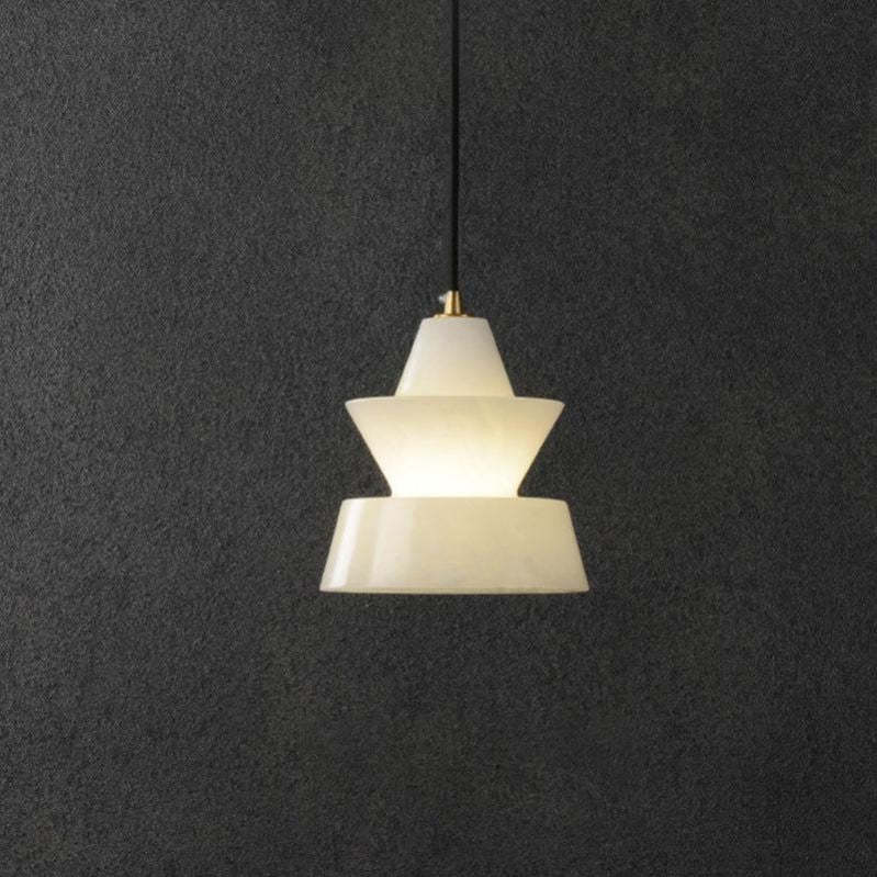 Alabaster Hat Pendant Light Over Nightstand 吊灯 rbrights Style B