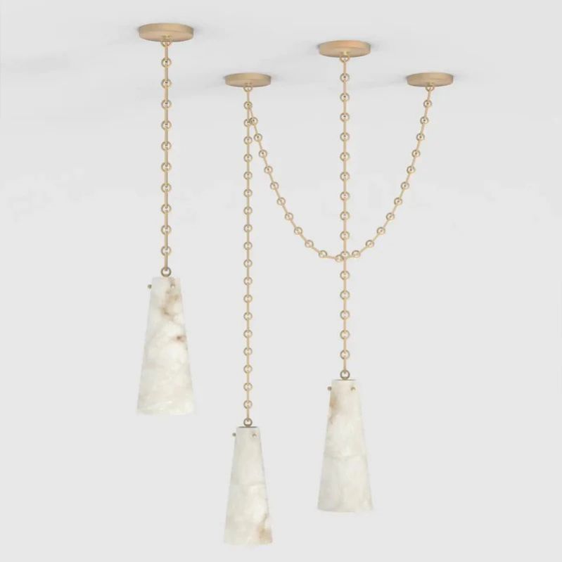 Alabaster Modern 3-light Marble Chandelier 吊灯 rbrights Brass