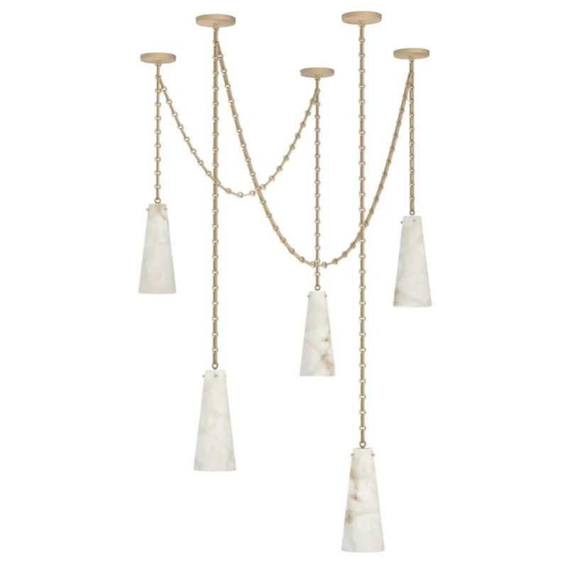 Alabaster Modern 5-light Marble Chandelier 吊灯 rbrights Brass