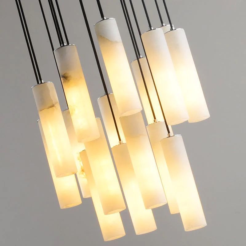 Alabaster Modern Cylindrical Round Chandelier rbrights