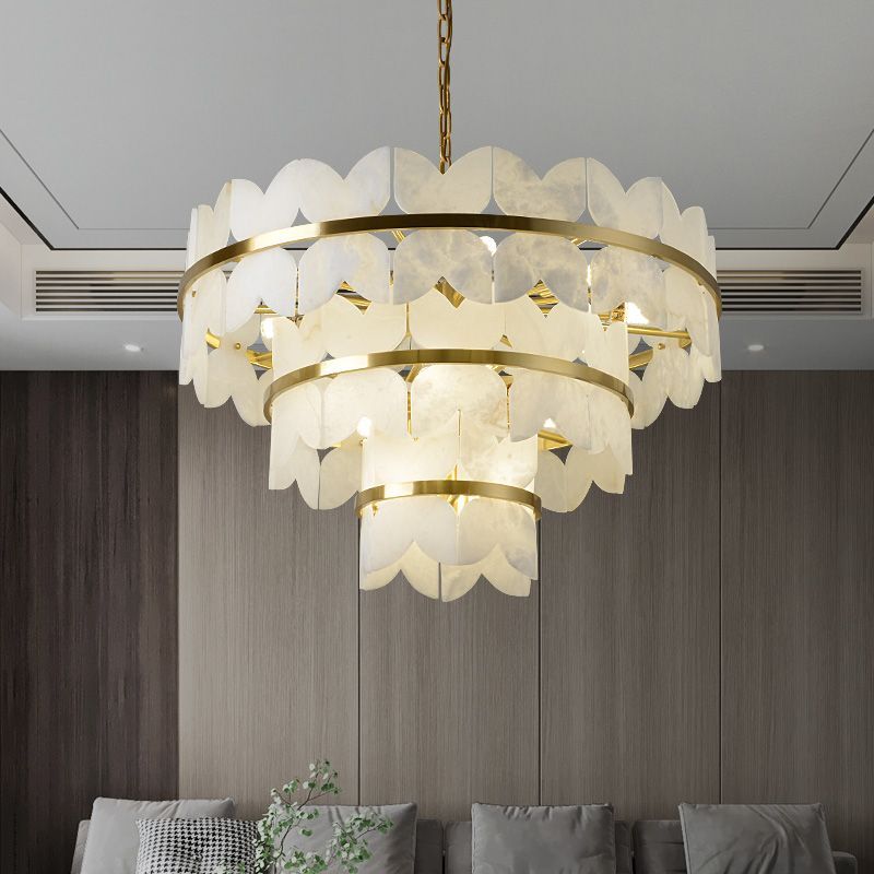 Alabaster Multi-Layer Butterfly Round Chandelier 吊灯 rbrights