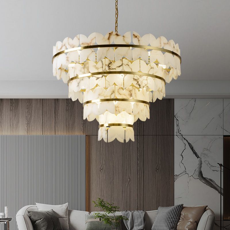 Alabaster Multi-Layer Butterfly Round Chandelier 吊灯 rbrights 4 Layer