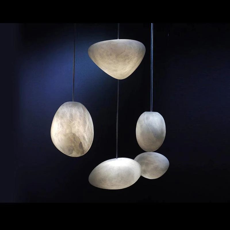 Alabaster Natural Stone Pendant rbrights 9.8" D
