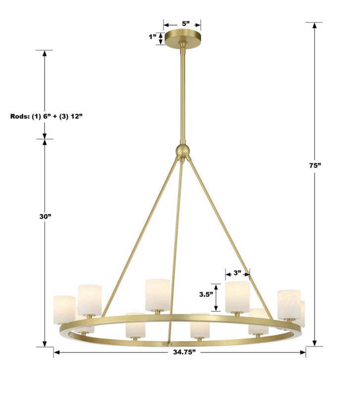 Agron 12 Light Alabaster Chandelier