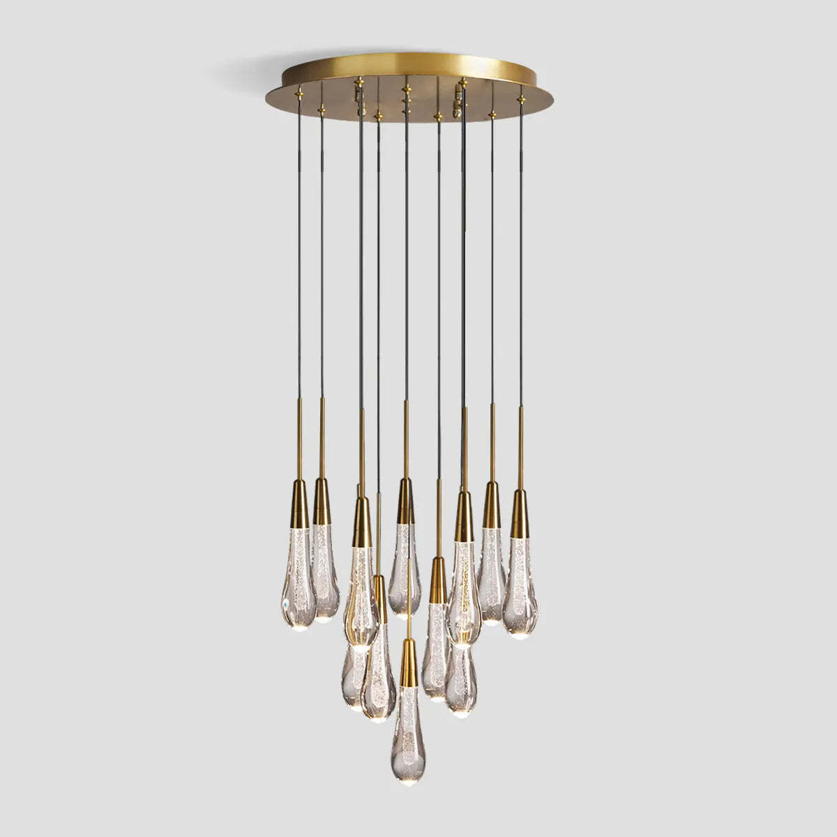 Soltaire Modern Round Glass Chandelier 17'' 24'' 36'' 58'' Chandelier Kevin Studio Inc Brass 17''D