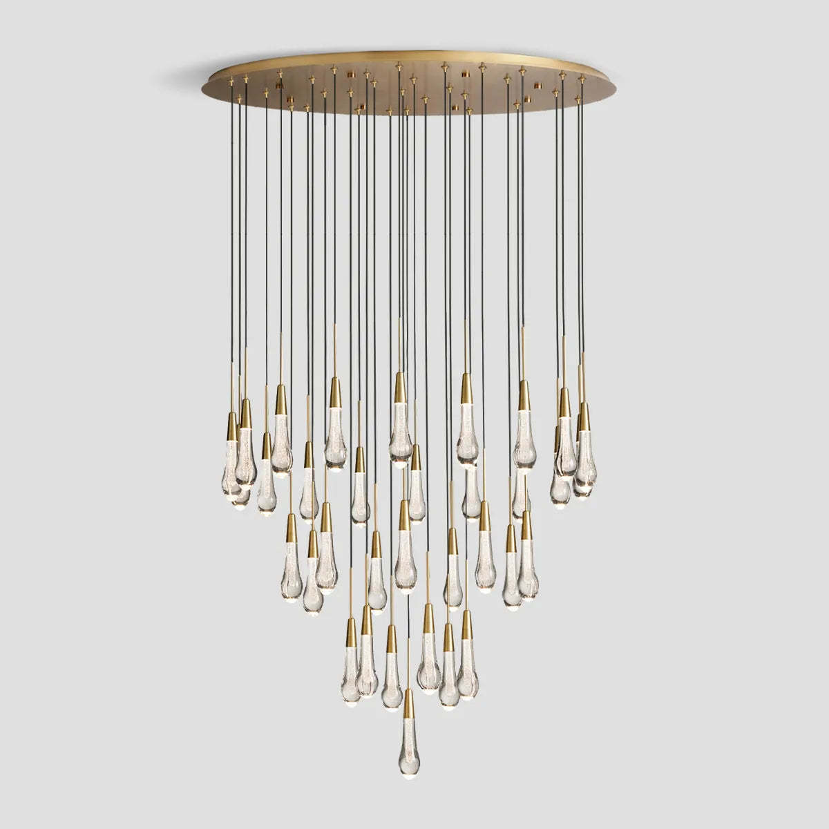 Soltaire Modern Round Glass Chandelier 17'' 24'' 36'' 58'' Chandelier Kevin Studio Inc Brass 36''D