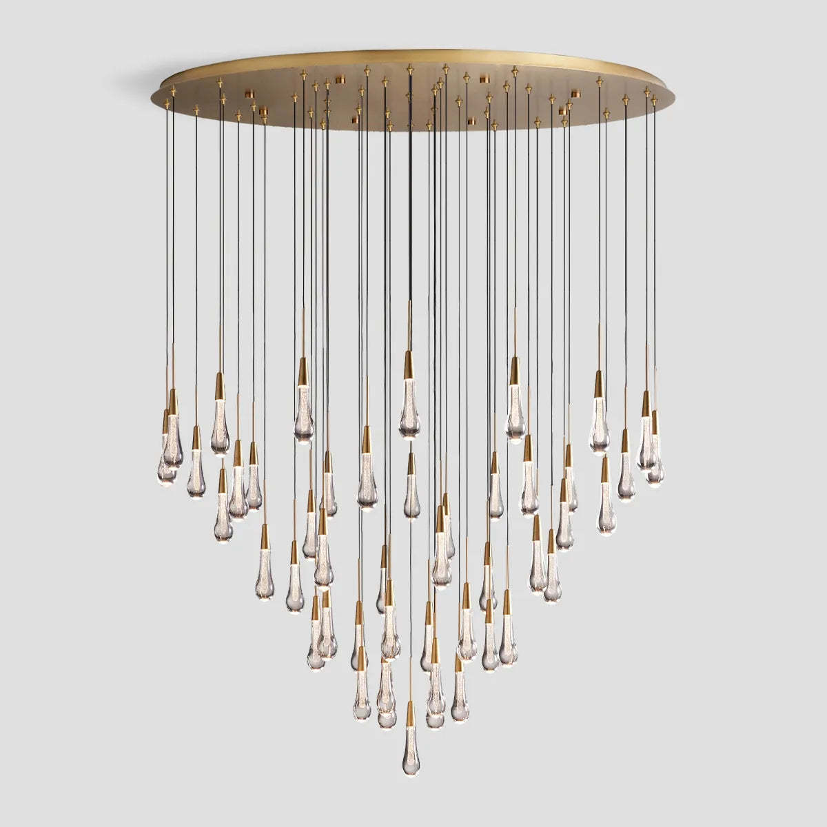 Soltaire Modern Round Glass Chandelier 17'' 24'' 36'' 58'' Chandelier Kevin Studio Inc Brass 58''D