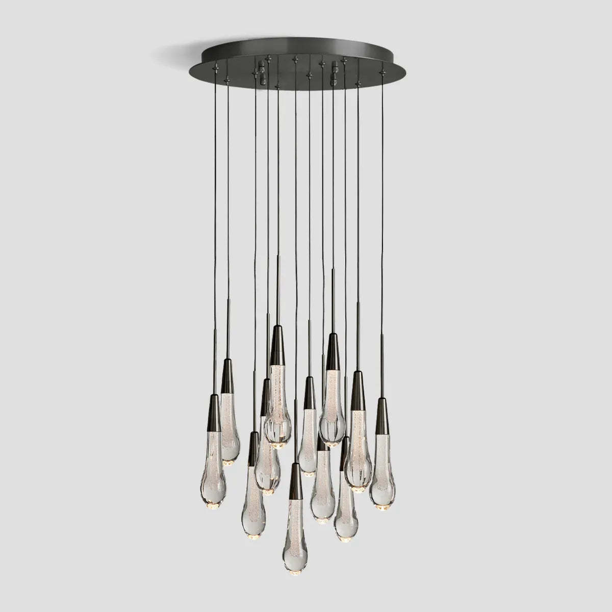 Soltaire Modern Round Glass Chandelier 17'' 24'' 36'' 58'' Chandelier Kevin Studio Inc Black 17''D