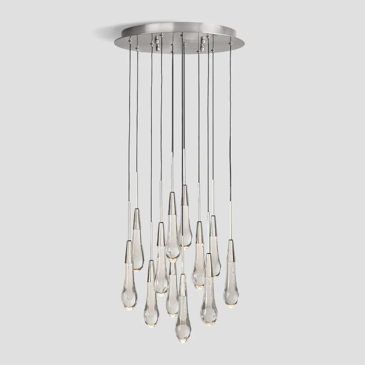 Soltaire Modern Round Glass Chandelier 17'' 24'' 36'' 58'' Chandelier Kevin Studio Inc Nickel 17''D