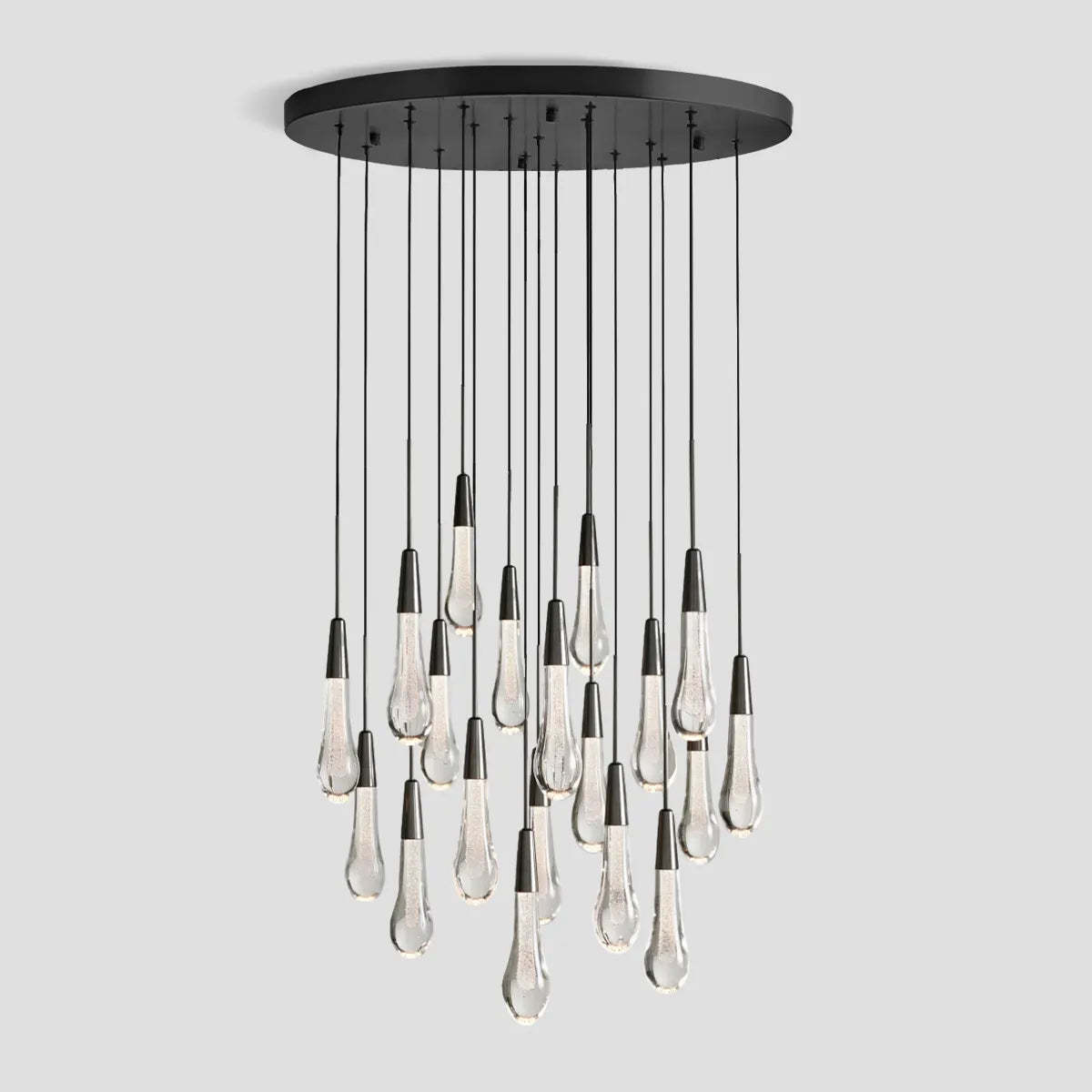 Soltaire Modern Round Glass Chandelier 17'' 24'' 36'' 58'' Chandelier Kevin Studio Inc Black 36''D