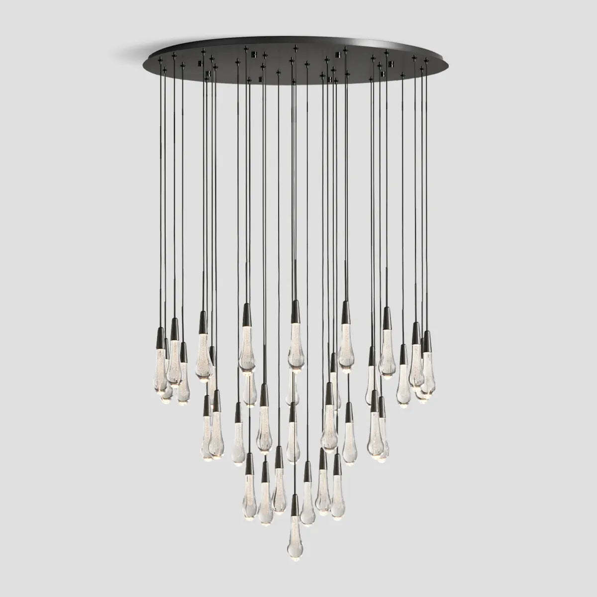 Soltaire Modern Round Glass Chandelier 17'' 24'' 36'' 58'' Chandelier Kevin Studio Inc Black 58''D