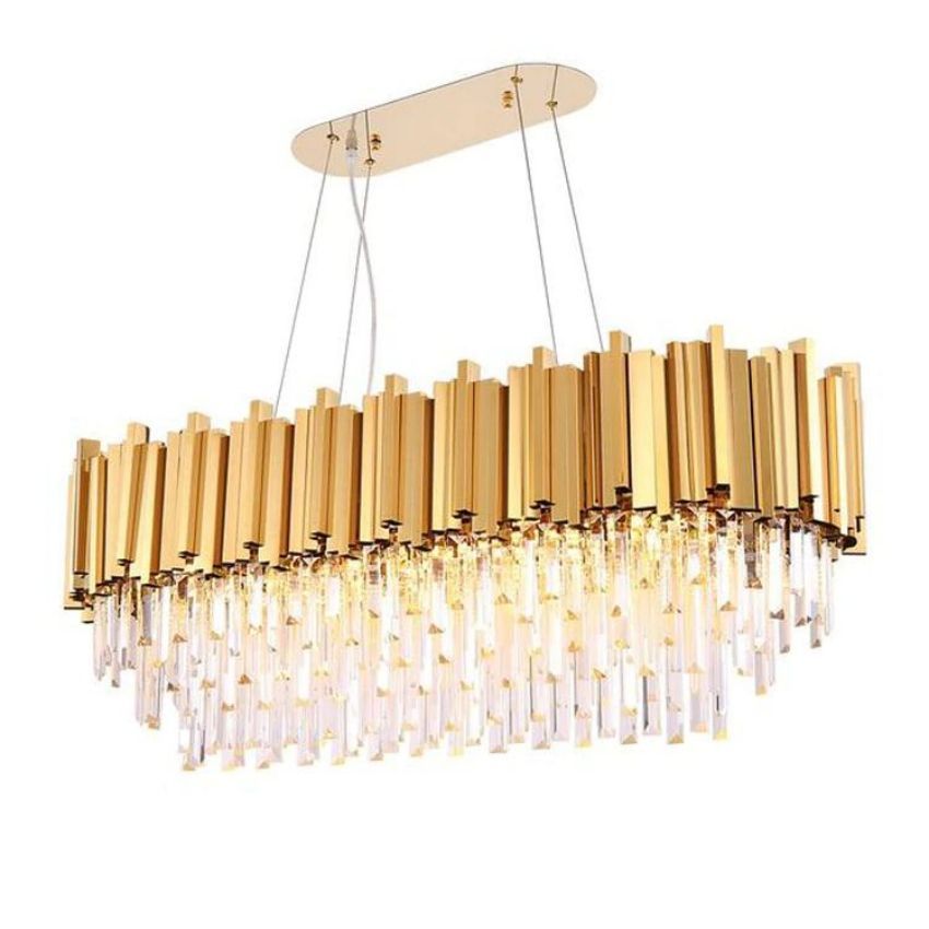 Bourbons Felipe Crystal Oval Chandelier chandeliers for dining room,chandeliers for stairways,chandeliers for foyer,chandeliers for bedrooms,chandeliers for kitchen,chandeliers for living room Rbrights 31.5"L Gold
