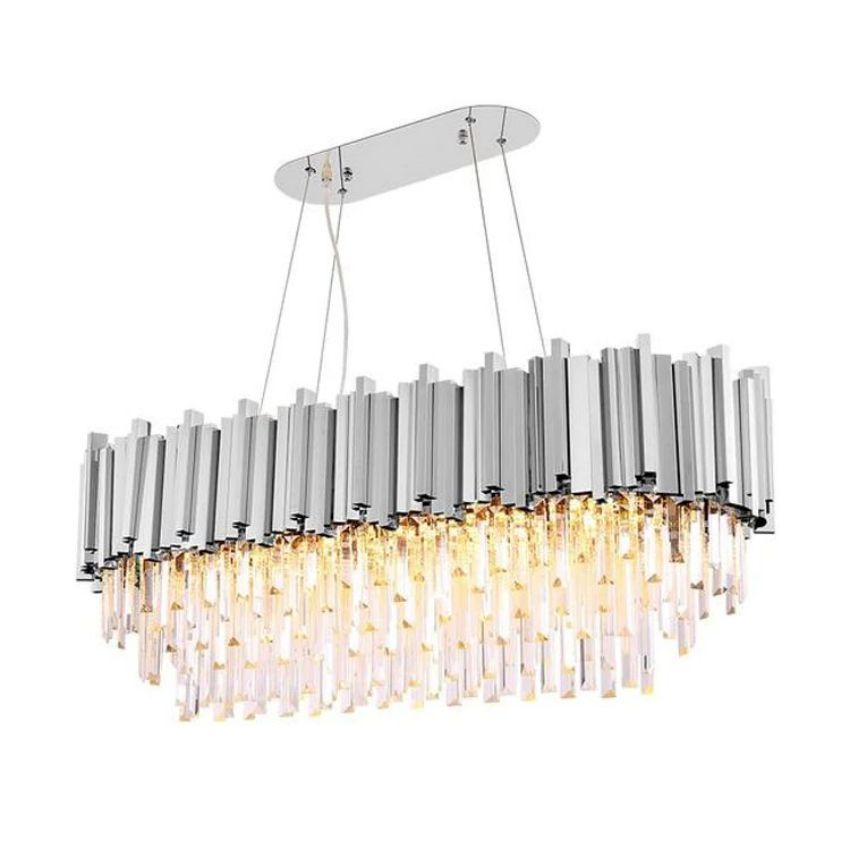 Bourbons Felipe Crystal Oval Chandelier chandeliers for dining room,chandeliers for stairways,chandeliers for foyer,chandeliers for bedrooms,chandeliers for kitchen,chandeliers for living room Rbrights 31.5"L Chrome